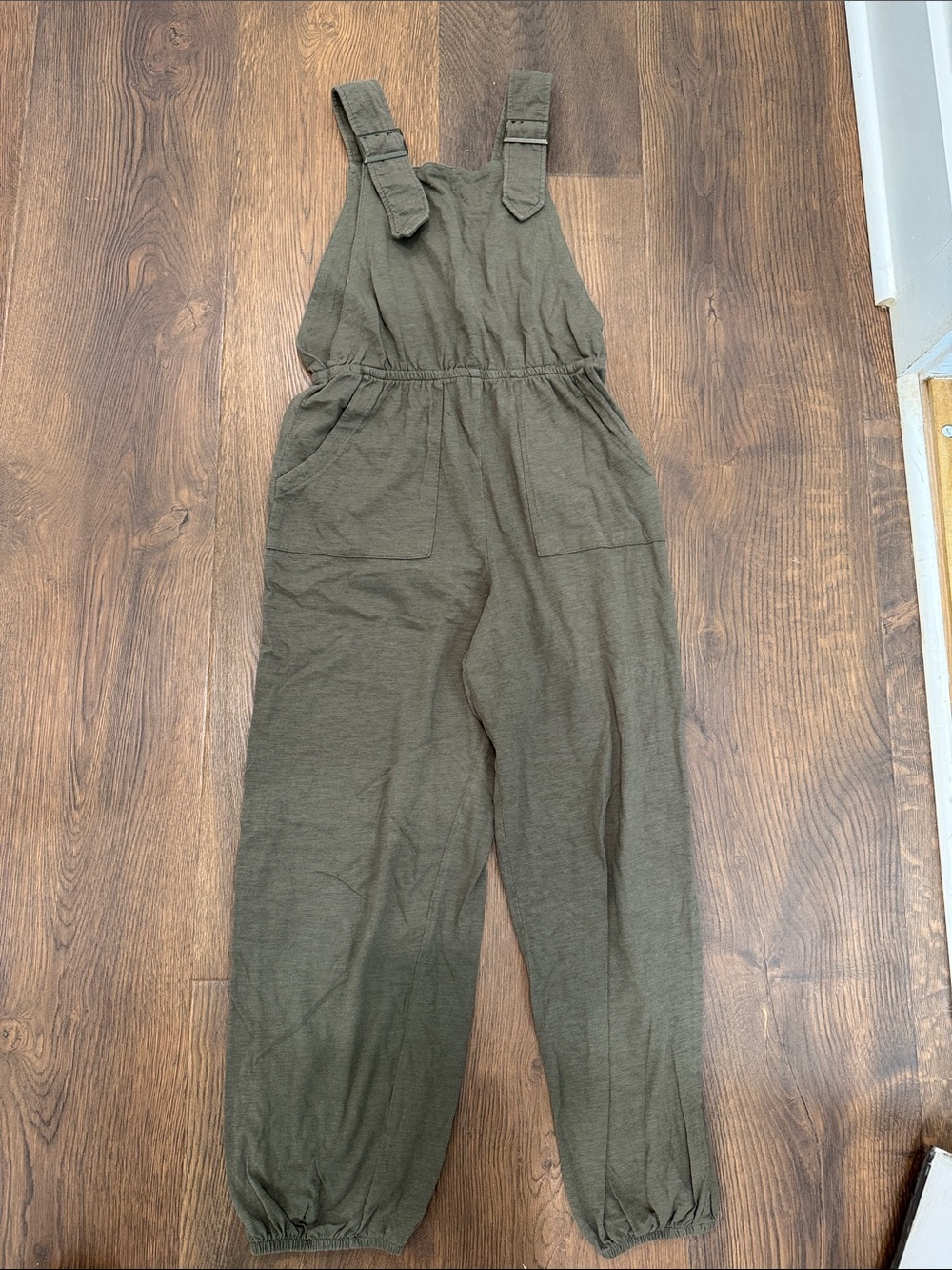Derek Heart Olive Green Linen-Blend Utility Jumpsuit